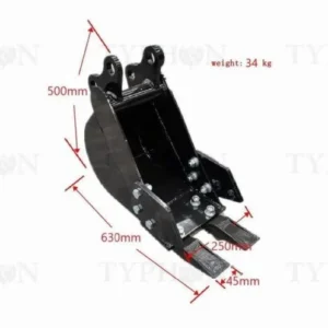 10″ Heavy-Duty Narrow Trenching Bucket – For 2.0 to 3.5-Ton Mini Excavators