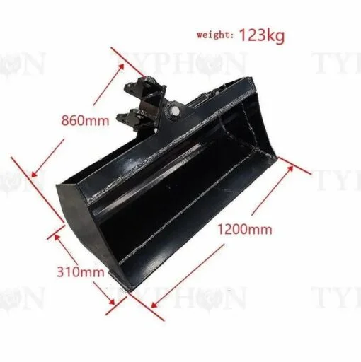 47โณ (1200mm) Heavy-Duty Hydraulic Tilting Bucket โ For 2 to 3.5-Ton Mini Excavators