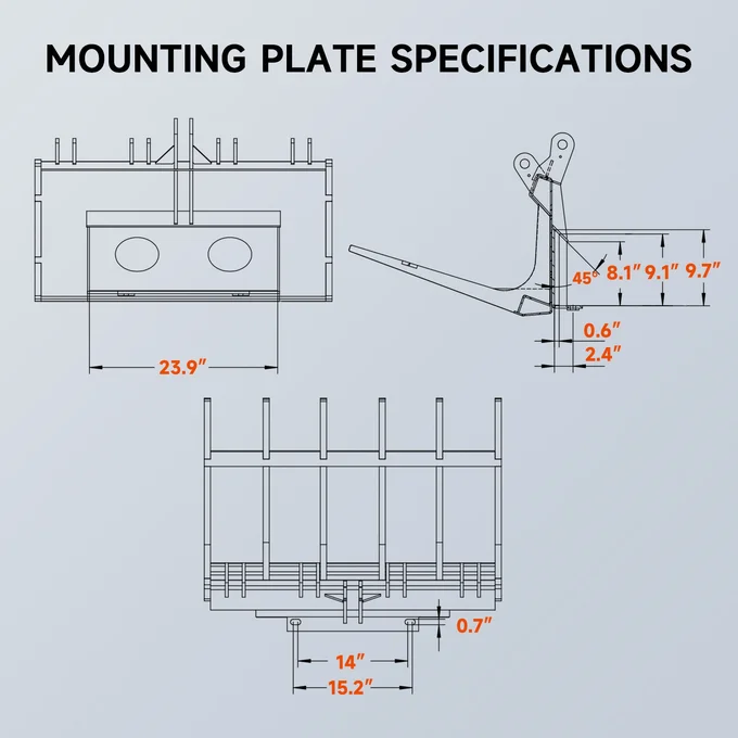 38โณ Heavy-Duty Hydraulic Root Grapple โ For Mini Skid Steers - Image 5