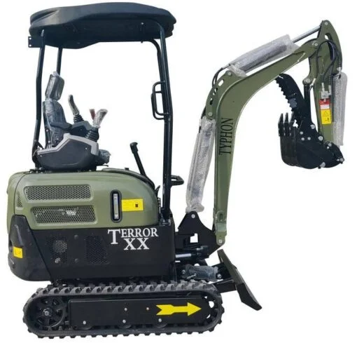 TYPHON TERROR XX Heavy-Duty Mini Excavator โ 4000 lbs Green Edition Rubber Track Digger with Kubota D902 Diesel